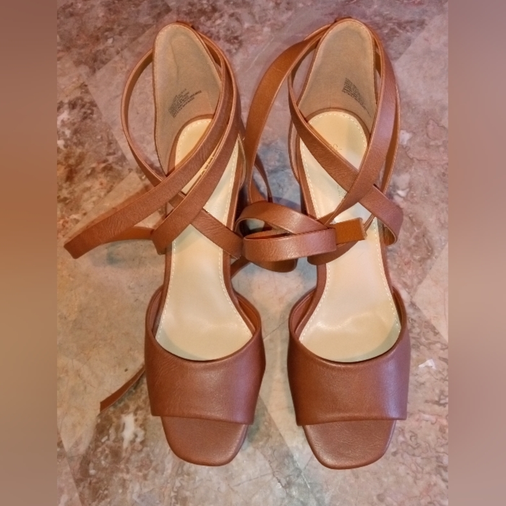 Shoe Dazzle Size 9.5 Brown Strappy 5" Heels Stilettos New
